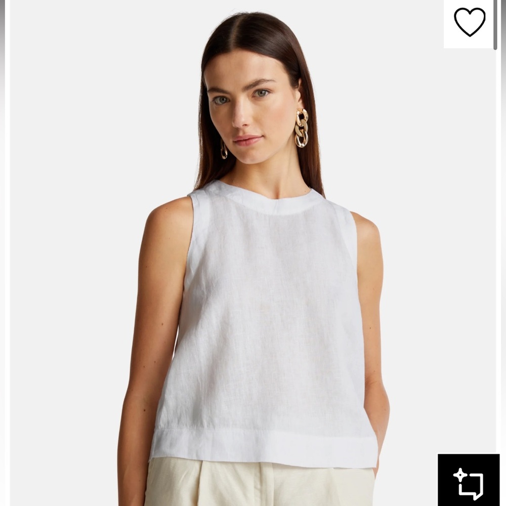 United Colors of Benetton White Linen Top
